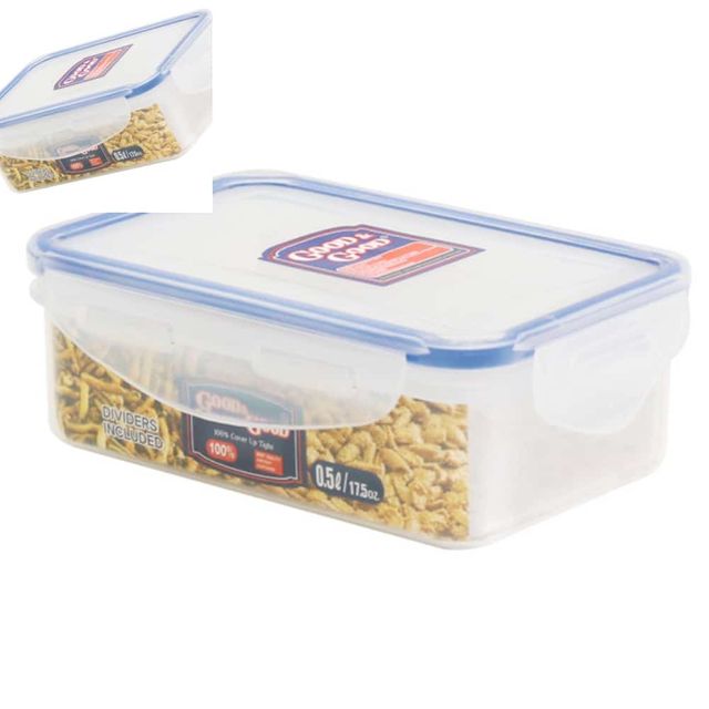밀폐용기500ml 2칸형 500ML용기 500ML통 투명용기 직사각용기