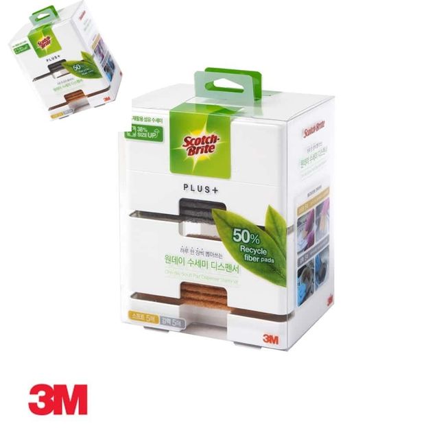 3M 원데이 수세미 스타터킷 디스펜서 리필10매포함 뽑아쓰는수세미 부드러운수세미 일회용수세미 1회용수세