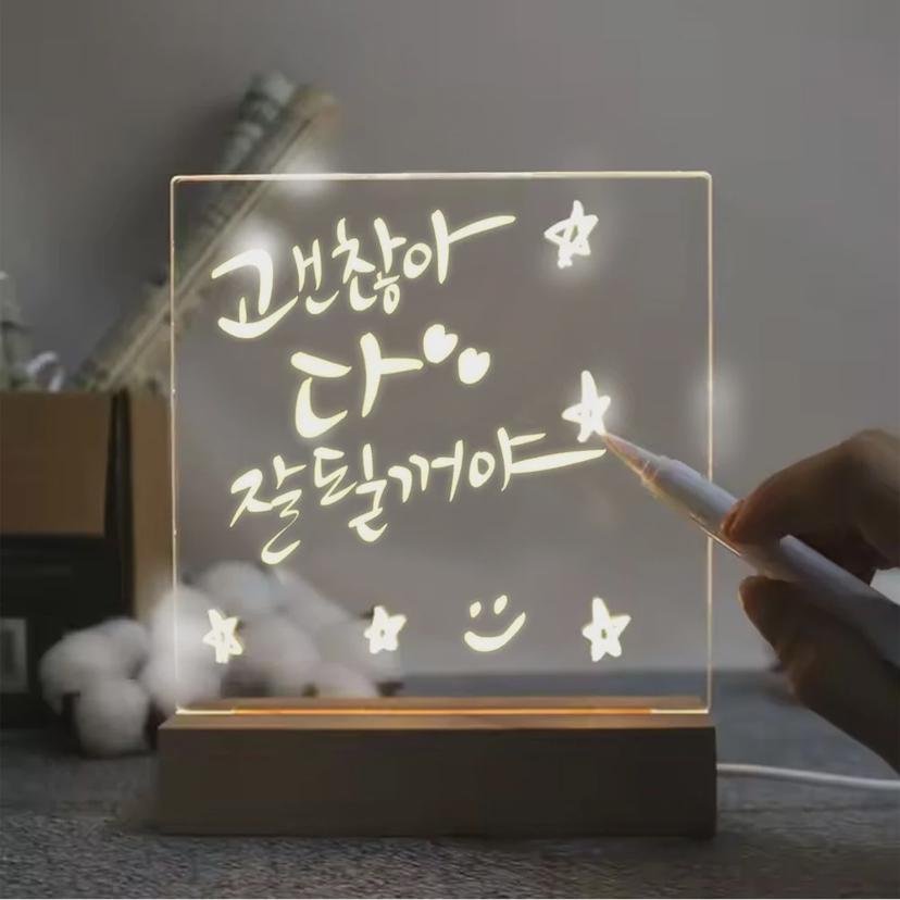 LED 메모 투명보드 스탠드 소형 메세지 보드 조명