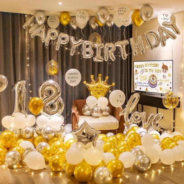 풍선 생일 파티 홈 세트 기념일 가랜드 장식 소품 모자
