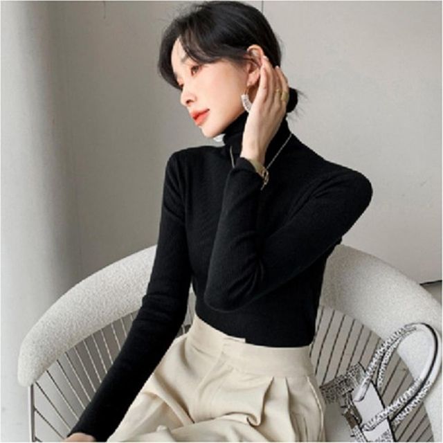 여자 면스판 겨울 티셔츠 맨투맨 폴라티 긴팔티 면