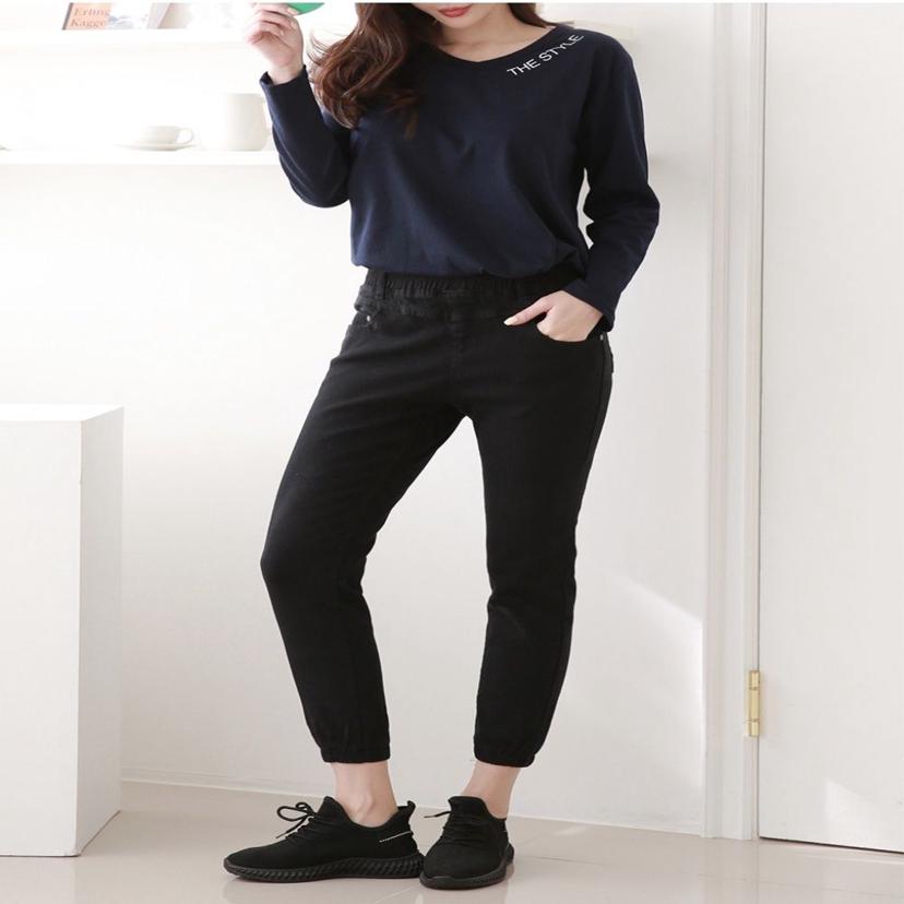 진청 데님 밴딩 여성 조거 팬츠 스판 바지 데일리룩