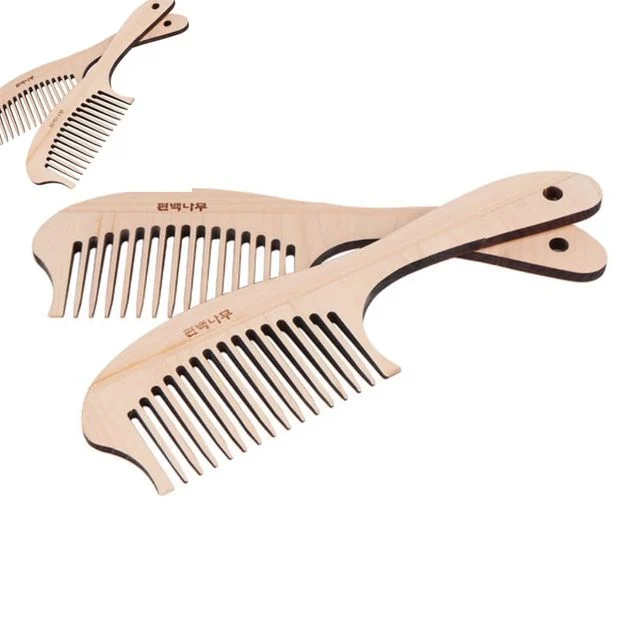 편백나무 순수편백나무 긴빗1p 손잡이형 머리마사지 두피관리 나무손잡이 헤어브러시 원목