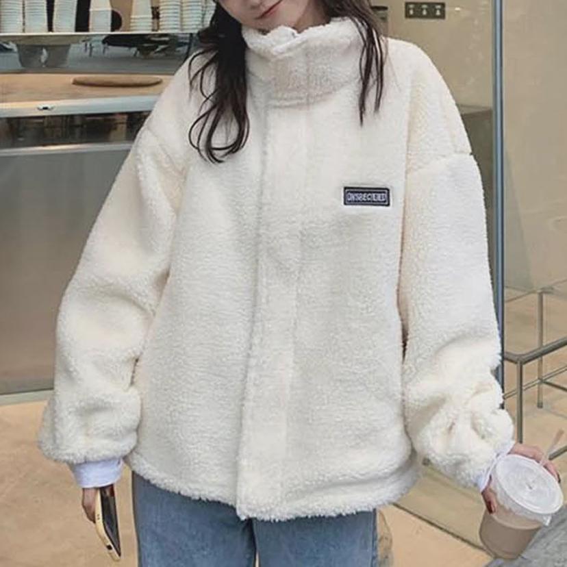 여성 뽀글이 집업 점퍼 스탠다드 핏 따뜻한 아우터