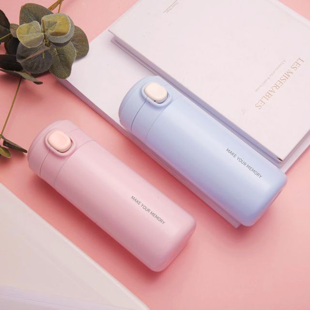 꼼꼬미 스텐 미니 보온보냉 텀블러 350ml 원터치 마카롱 디자인