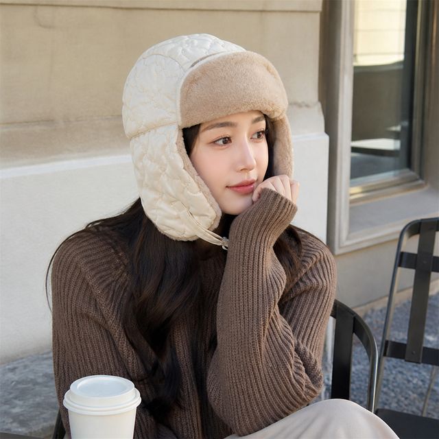 여성 방한 귀달이 털모자 퀼팅 누빔 안감 퍼 군밤모자 겨울 모자