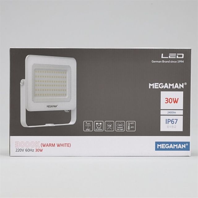LED 투광기 화이트 MEGA 30W 전구 창고조명 조형물조명 사각투광기