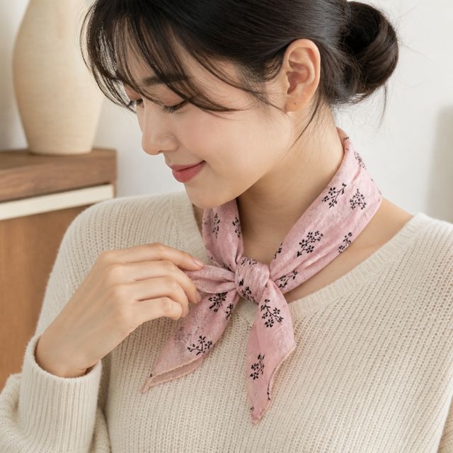 면 스카프 쁘띠 미니 여성용 데일리 포인트 손수건 땀흡수