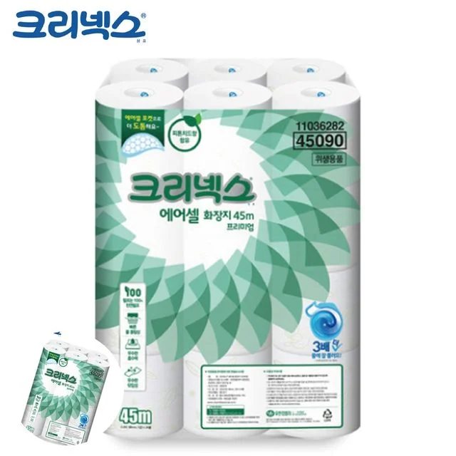 롤화장지 두루마리휴지 두루마리 화장지 물에 녹는 프리미엄 에어셀 45m 24롤