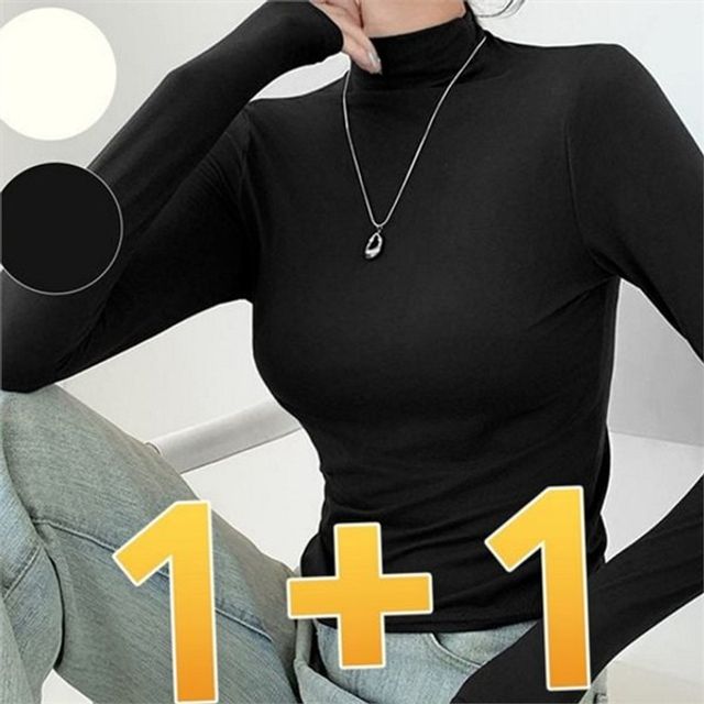 슬림핏 여성 목폴라 폴라티 티셔츠 레이어드 여성 터틀넥 티셔츠 이너