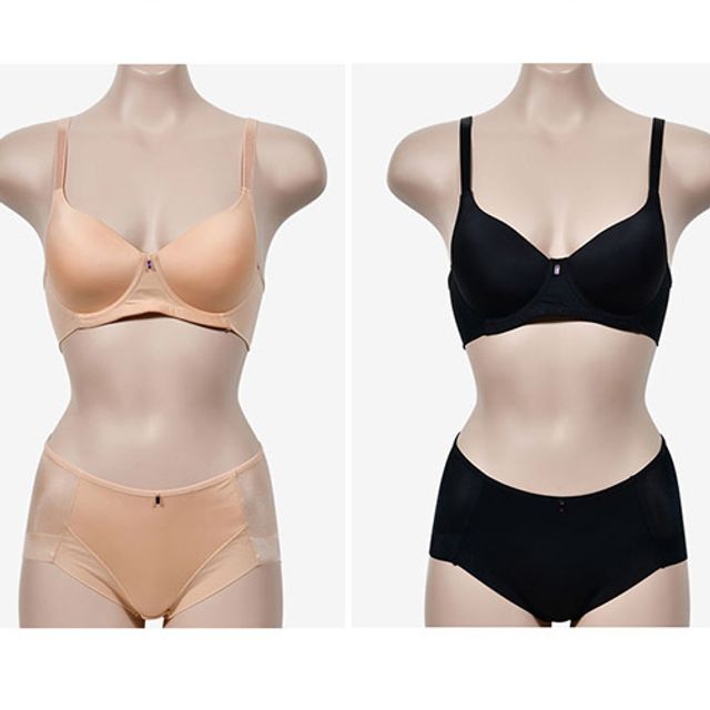 비비디컬러 큐빅포인트 풀컵 노와이어 B컵 브라팬티 세트 - 편안한 속옷