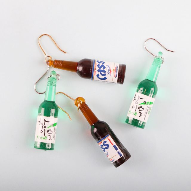소주 맥주 귀걸이, 참이슬 카스 술자리 인싸템 패션귀걸이