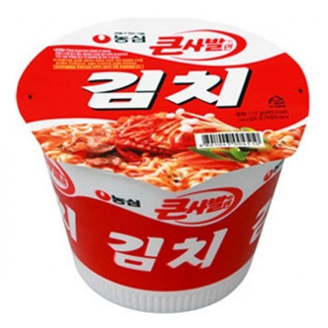 농심 김치 큰사발 16컵 - 얼큰한 김치 맛의 대용량 컵라면