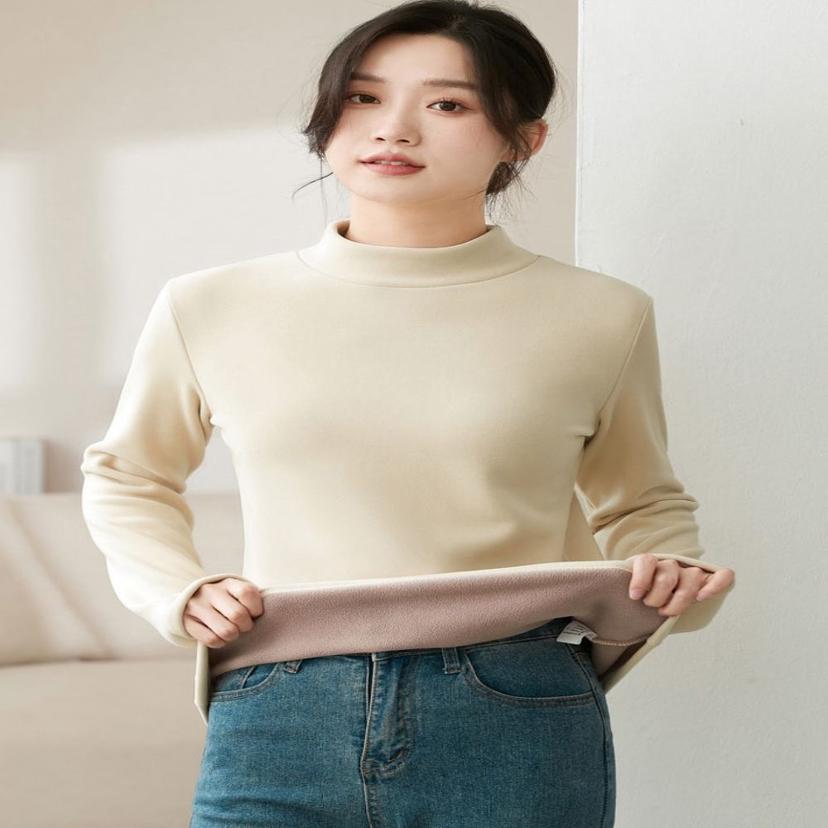 여성 플리스 기모 목티 반폴라 티셔츠 3컬러 겨울