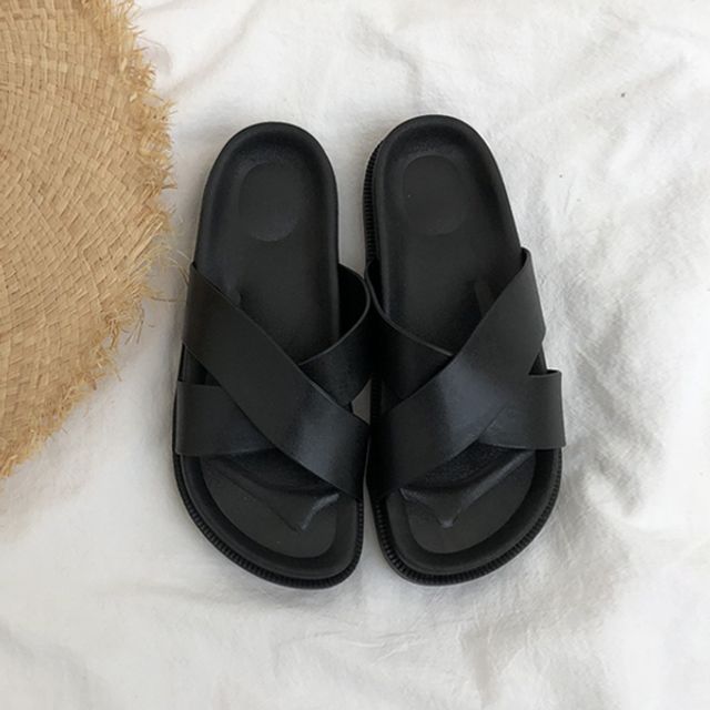 남녀공용 여름 비치 슬리퍼 블랙 쪼리 샌들 HL56