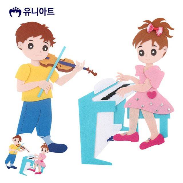 게시판꾸미기 가을게시판꾸미기 펠트 악기연주하는 남 여