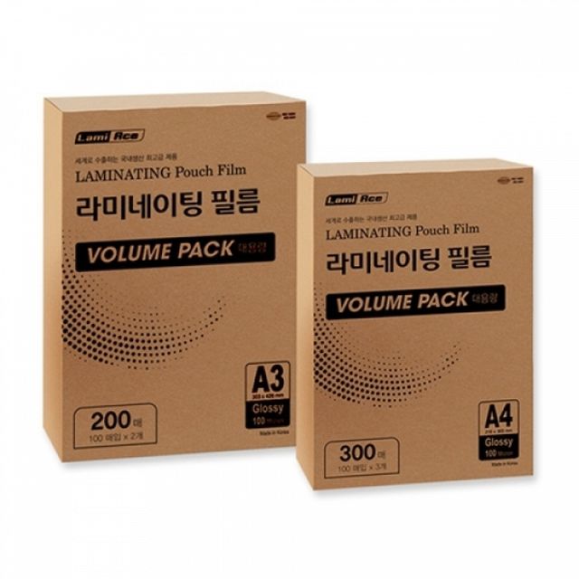 박스 코팅필름 볼륨팩 라미네이팅필름 라미에이스 200매 100mic A3