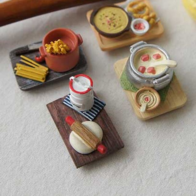 빈티지 카페 마그넷 4P 세트 - 냉장고 자석 메모 홀더
