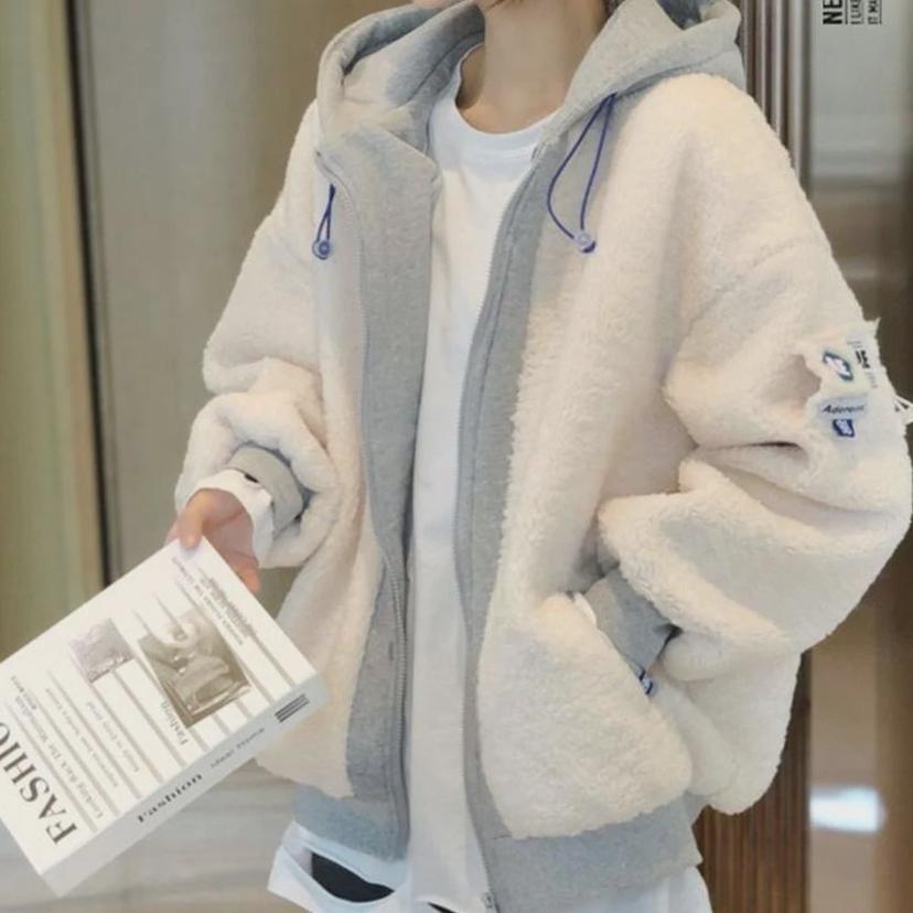 여성 뽀글이 양털 후드 집업 점퍼 겨울 아우터