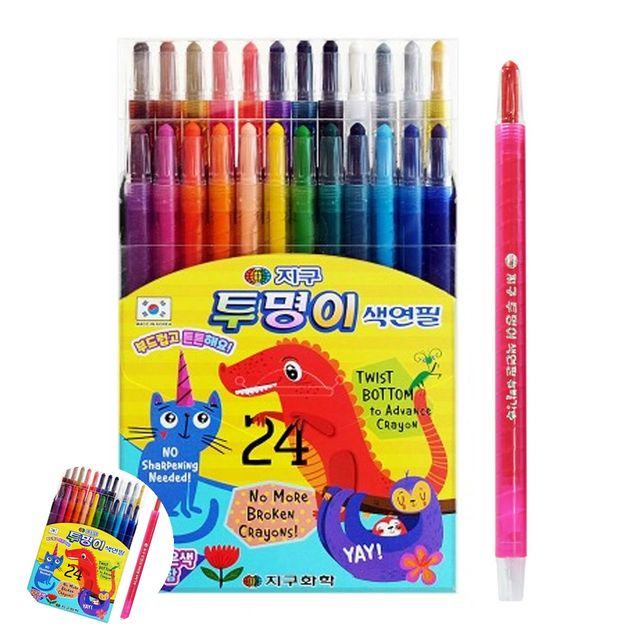 아동미술재료 그림교구 투명이 색연필 24색 샤프식