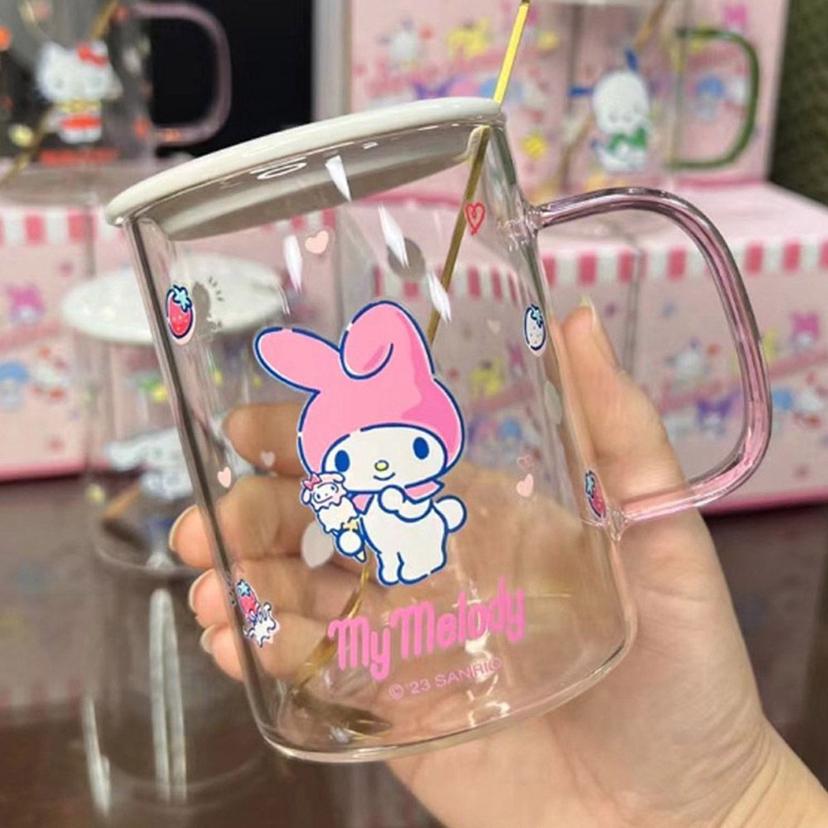 마이멜로디 뚜껑 유리컵 숟가락 세트 360ml 유아컵