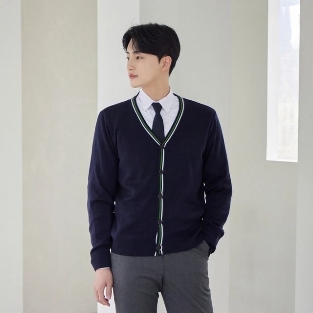 네이비 라인 가디건 교복 학생복 남여공용