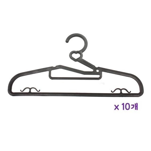 하트 옷걸이 블랙 10p 어깨뿔 목늘어짐 방지