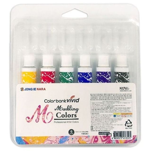 비비드컬러 6색 마블링 물감 12ml - 아트 놀이용 선명한 색상