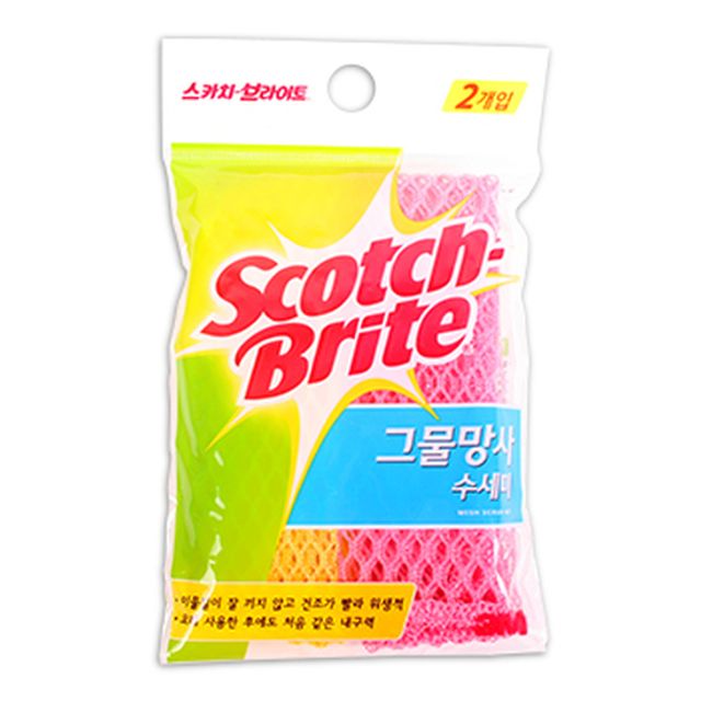 3M 그물망사 수세미 2P MN-900 부드러운 표면 안전 청소