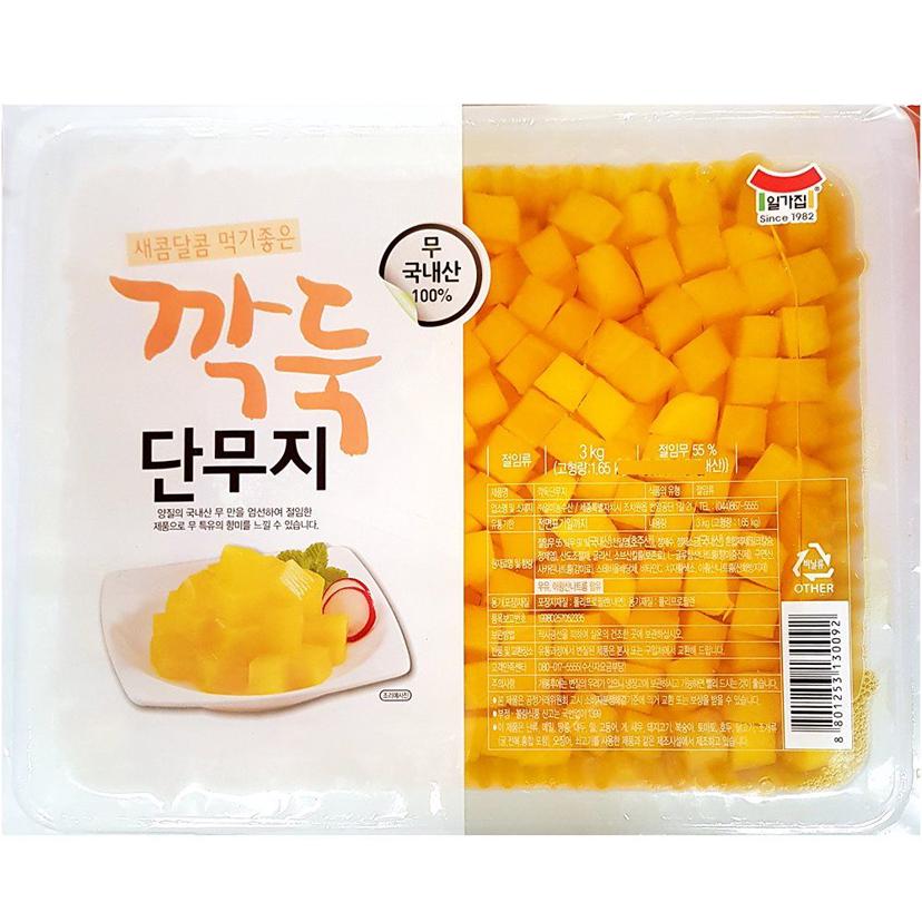 일가집 일미 깍둑 단무지 3kg 업소용 대용량 식자재