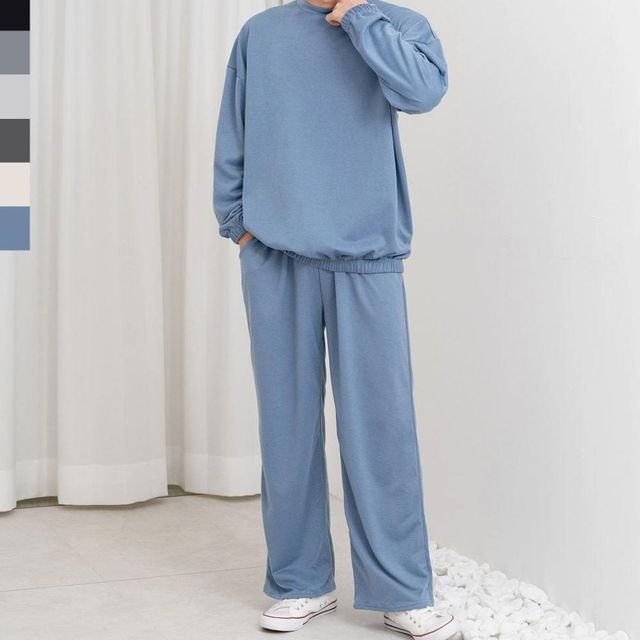 남성 트레이닝복 셋업 맨투맨, 루즈핏 밴드 바지