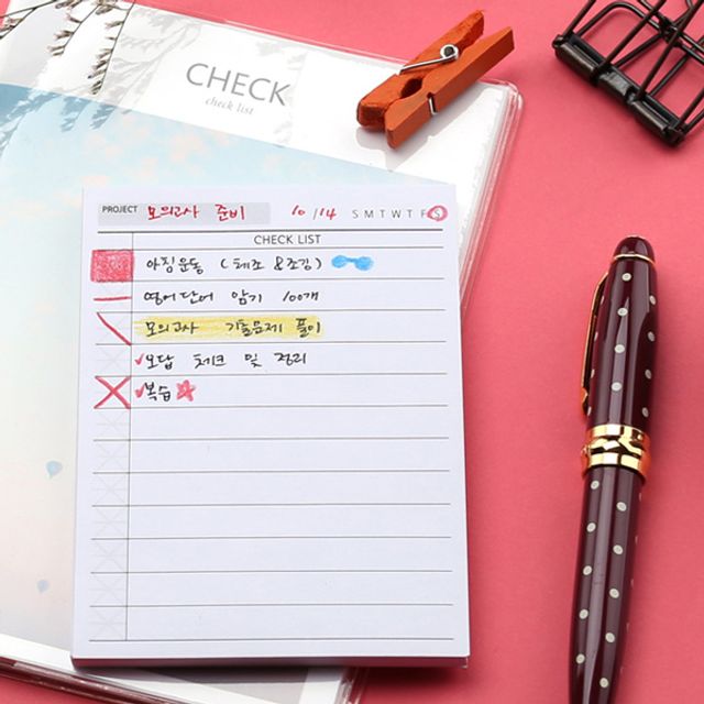 체크리스트메모지 45매 만년형플래너 점착메모지
