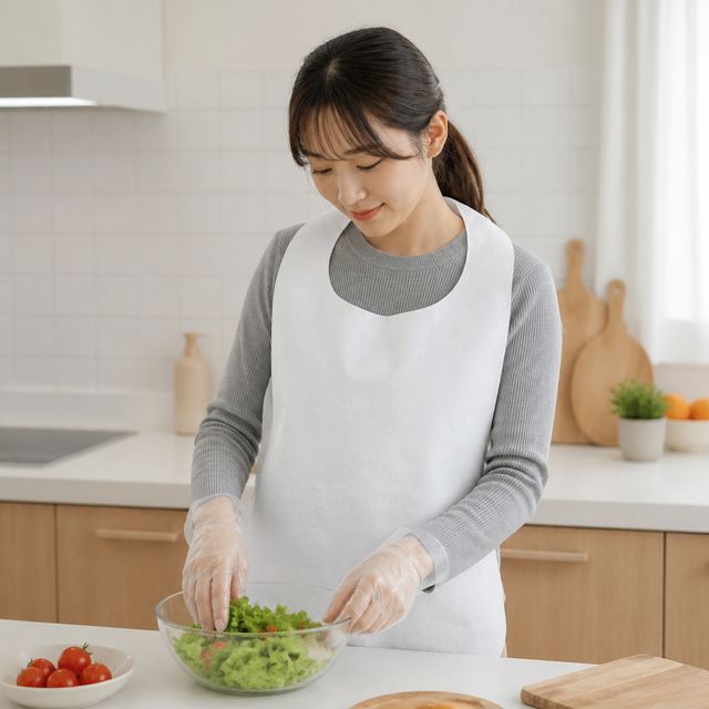 주방 일회용 앞치마 부직포 가운 위생 복