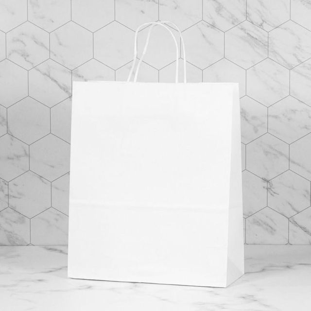 종이 쇼핑백 무지 화이트 대형 26x12x31cm