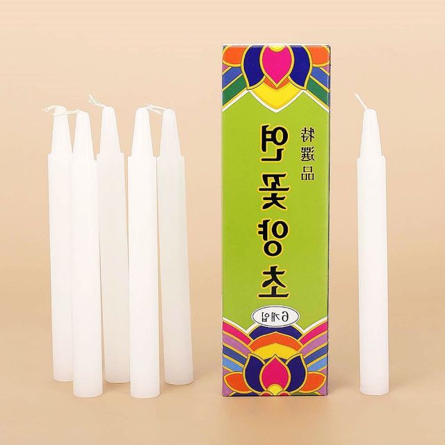 연꽃 양초 백색 불교초 소원 대형 부처님