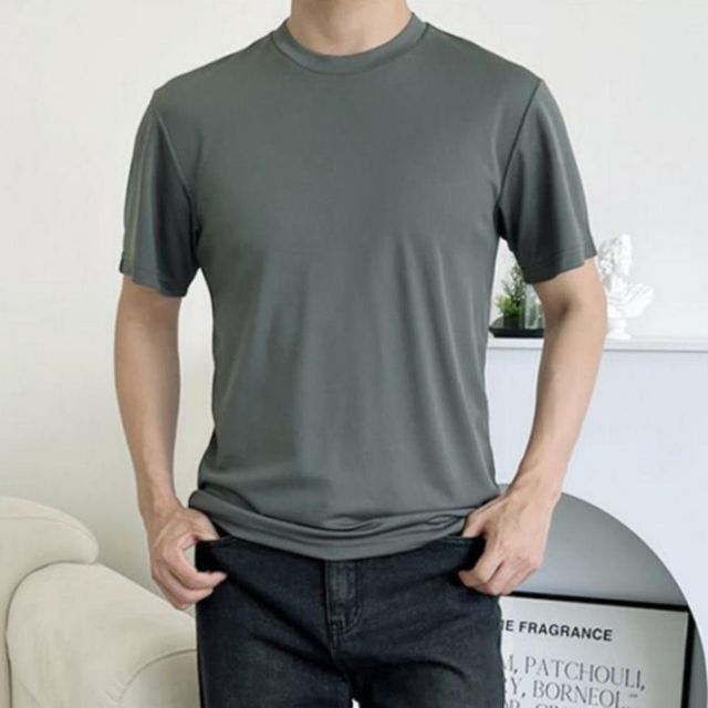 남녀공용 커플 무지 라운드 반팔티셔츠 여름 기본 베이직 데일리면티