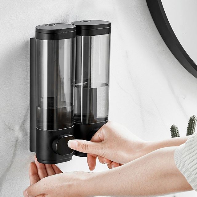 호텔디스펜서 샴푸리필용기 벽걸이 물비누 디스펜서 2구 300ml 블랙