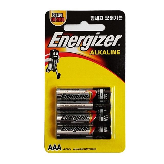에너자이저 AAA 알카라인 건전지 4개입 리모콘용 배터리
