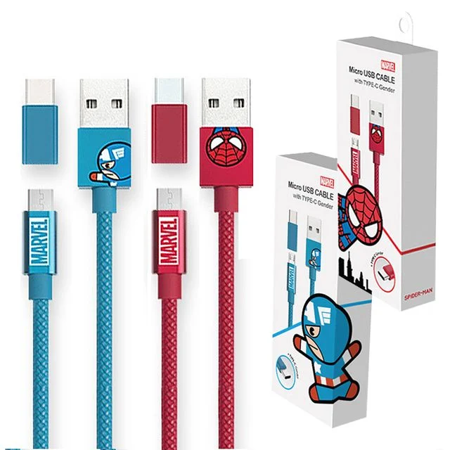 마블 2in1 USB 고속 충전 케이블 5핀 C타입 젠더 1m