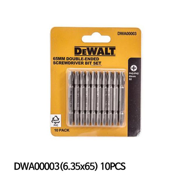 디월트 양날 PH2 도금비트날 DWA00003 65mm 10개입 - 표준 작업용 내구성 비트