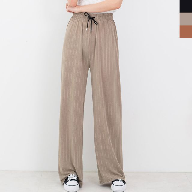 GQQ P210 여자 스트라이프 와이드팬츠 - 편안한 일상룩 데일리 팬츠