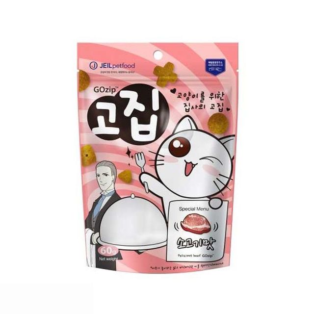고양이간식 고집 소고기맛 60g 12팩 1타 - 풍미 가득한 단백질 간식