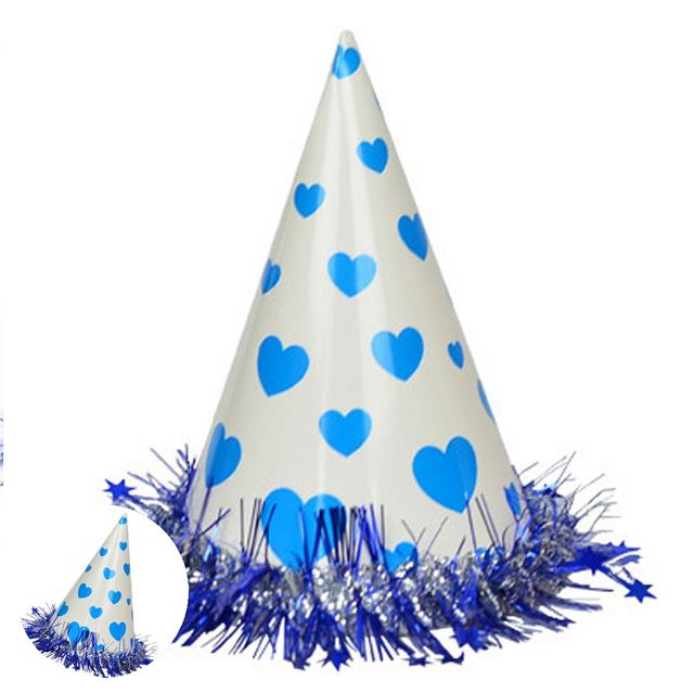 생일모자 꼬깔모자 고깔모자 생일파티 하트 블루