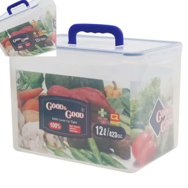 밀폐용기12L 핸디형 손잡이용기 투명용기 보관용기 직사각용기