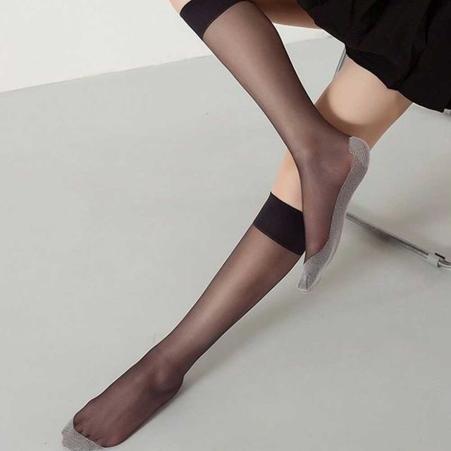 여성 시스루 반스타킹 무릎스타킹 발바닥 마모방지 보강 덧신형 스타킹 여름 얇은 스타킹 양말