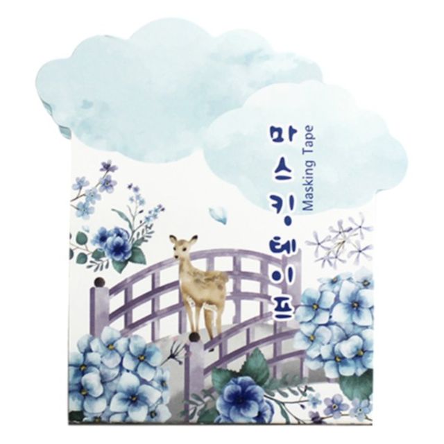MST38 마스킹테이프 블루밤비 - 차분한 파란색 사슴 디자인