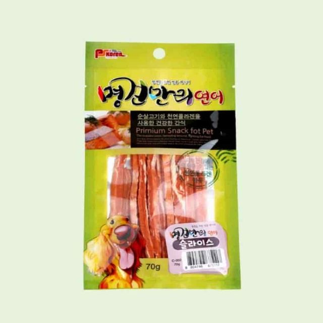 강아지 연어 슬라이스 간식 70g, 부드러운 육포