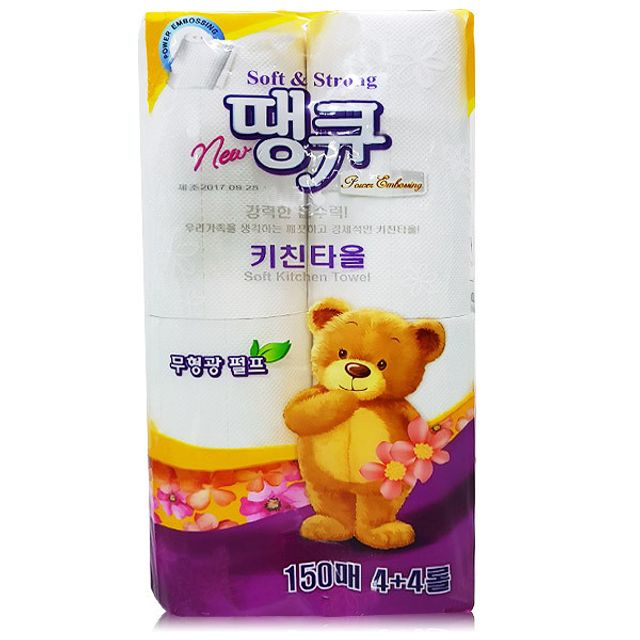땡큐 키친타올 150매 8롤 - 촉촉한 감촉과 강력한 흡수, 일상 속 위생