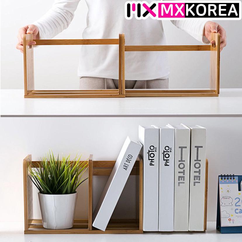 대나무 원목 책꽂이 미니 책상 정리함 북엔드 수납