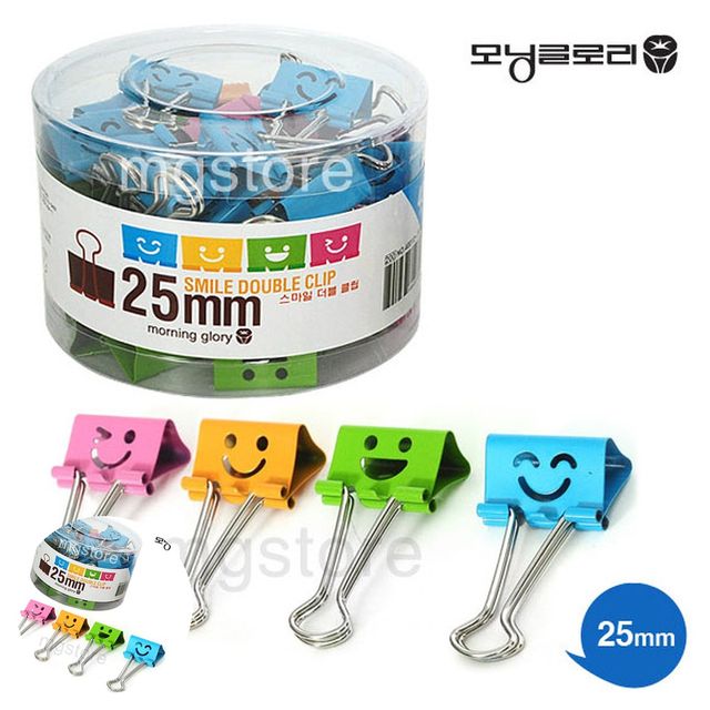 문서집게 서류클립 스마일 더블클립 25mm 48ea